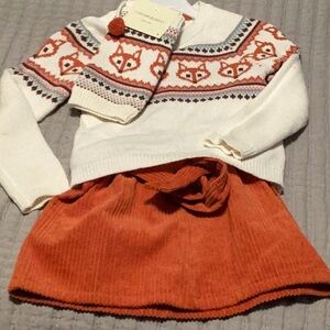 Cynthia Riley, little girl, three-piece outfit, orange, and white.